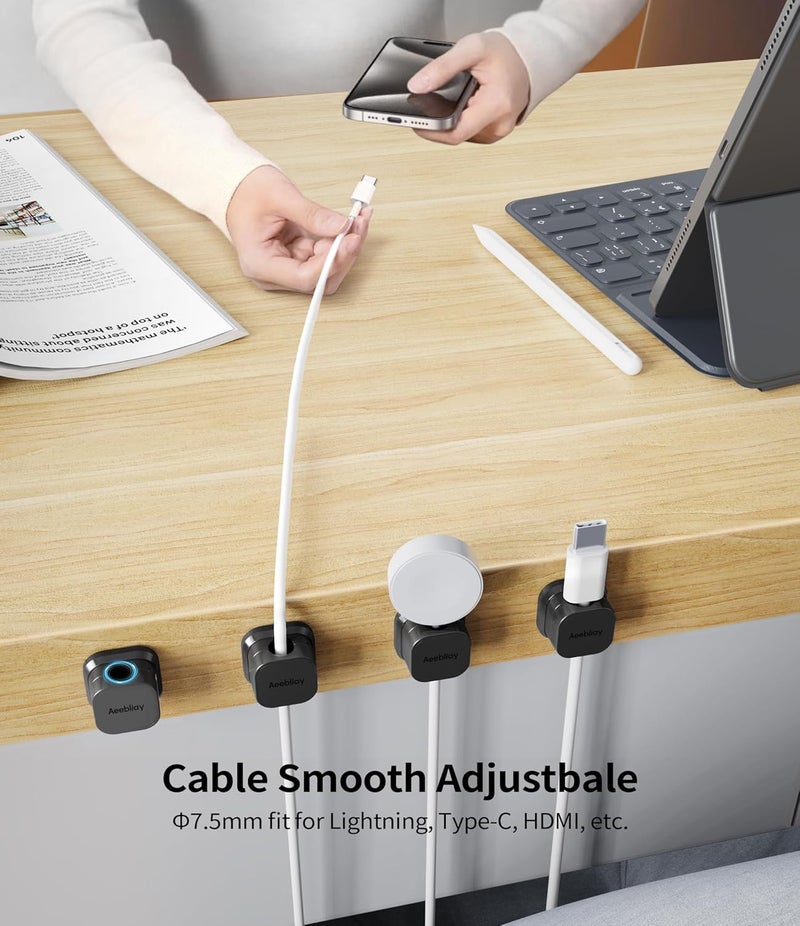 Aeebliay 9 Pack Magnetic Cable Clips Cord Holder, Desk Cable Management Accessories, Cord Clips, Adhesive USB Wire Holder Keeper Organizer for Home Office Desk Phone Car Wall Desktop Nightstand cable organizer - Image 4